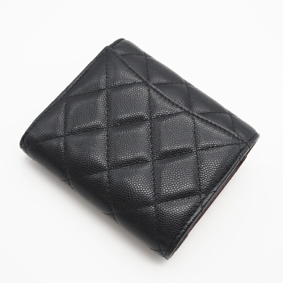 CHANEL Matelasse Caviar Skin Compact Wallet with Gold Hardware, AP4383, Tri-f...